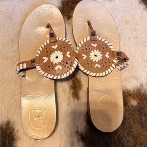 Jack Rogers Brown and White Floral Sandals